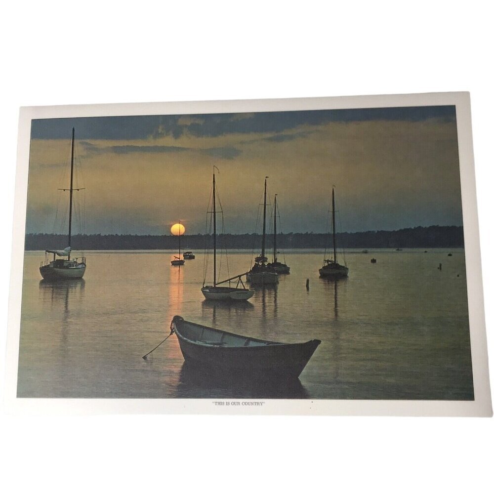 Set Of 6 Vintage “This Is Our Country” Placemats, Laminated & Washable - Picture 3 of 10